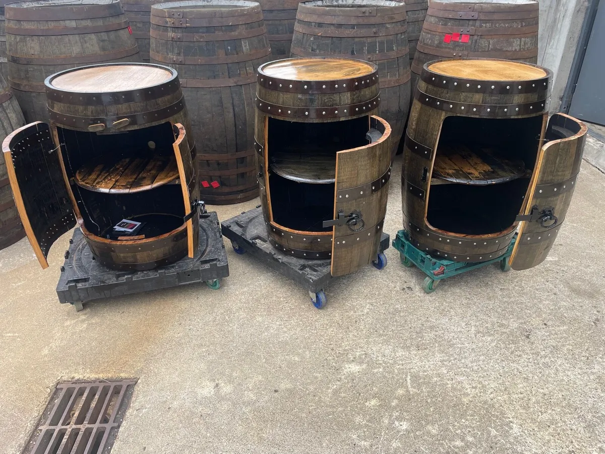 Whiskey barrel cabinet - Image 1