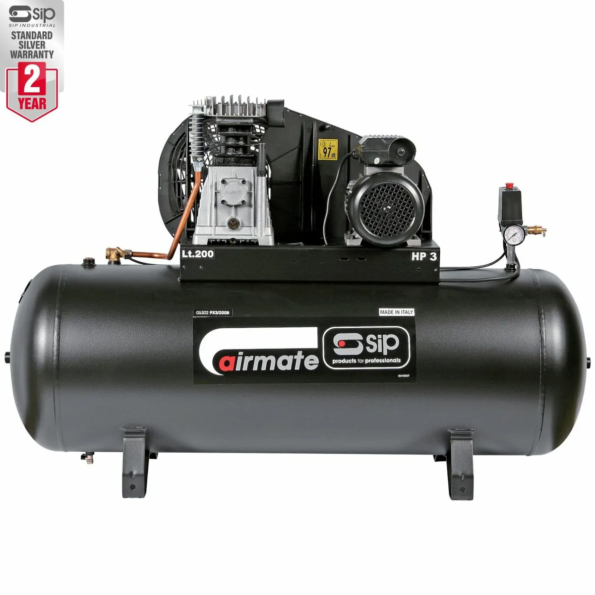 SIP 200 Ltr 3HP  Belt Driven Air Compressor 16CFM - Image 2