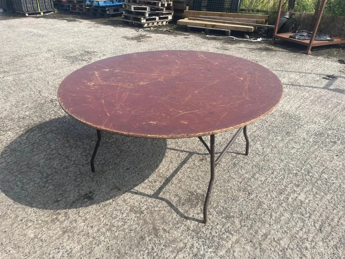 Folding tables, round & trestle used