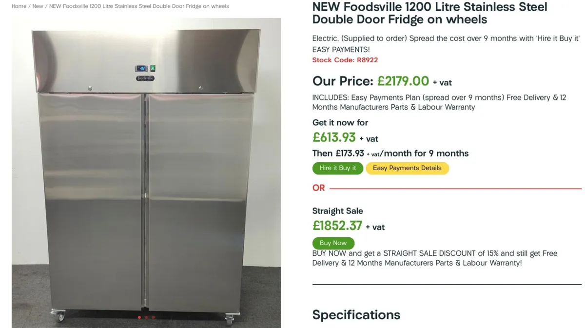NEW Double Door Fridge with 9 Month Pay Plan