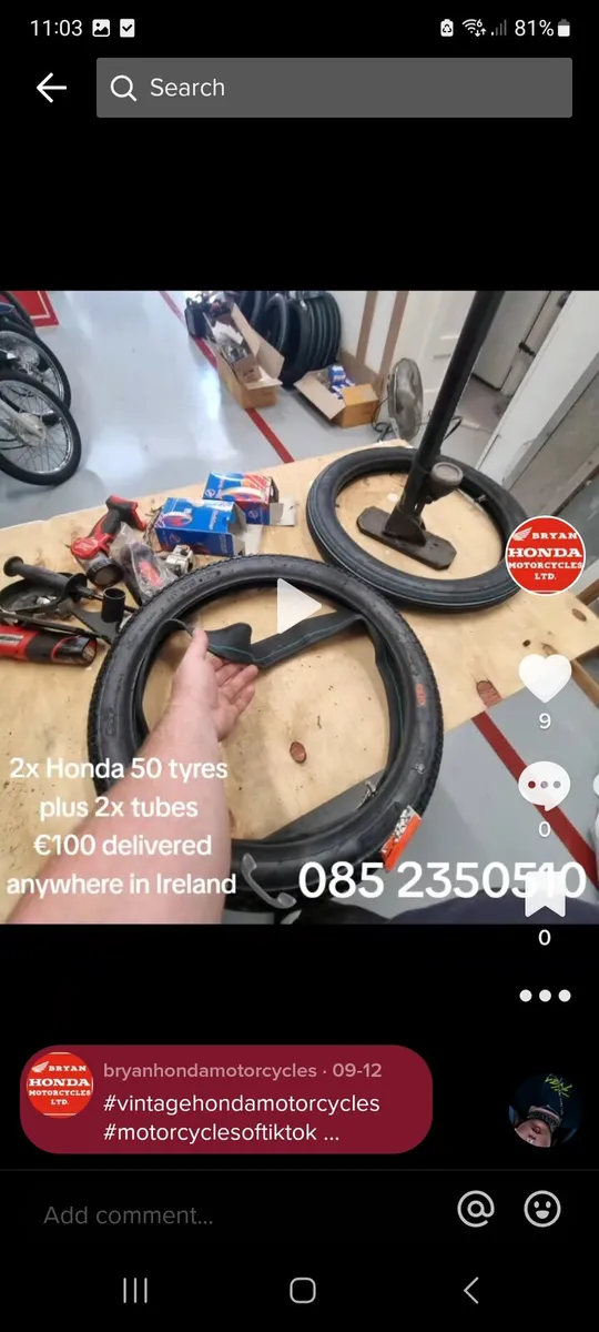 Honda 50 Tyres €100 for 2x tubes 2x tyres posted - Image 4