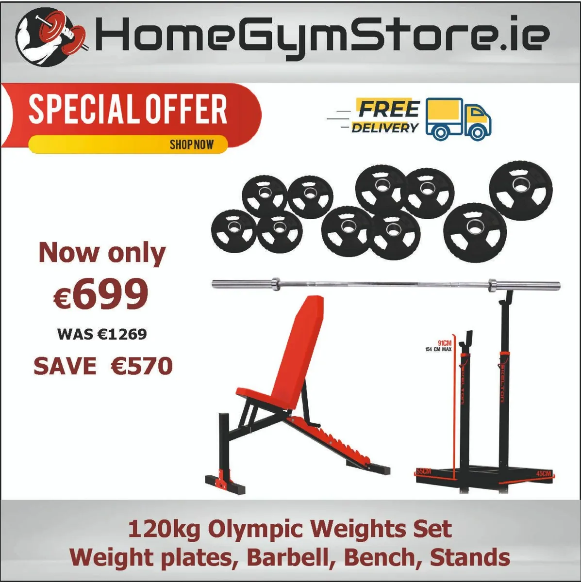 120kg Olympic Weights Set, gym equipment