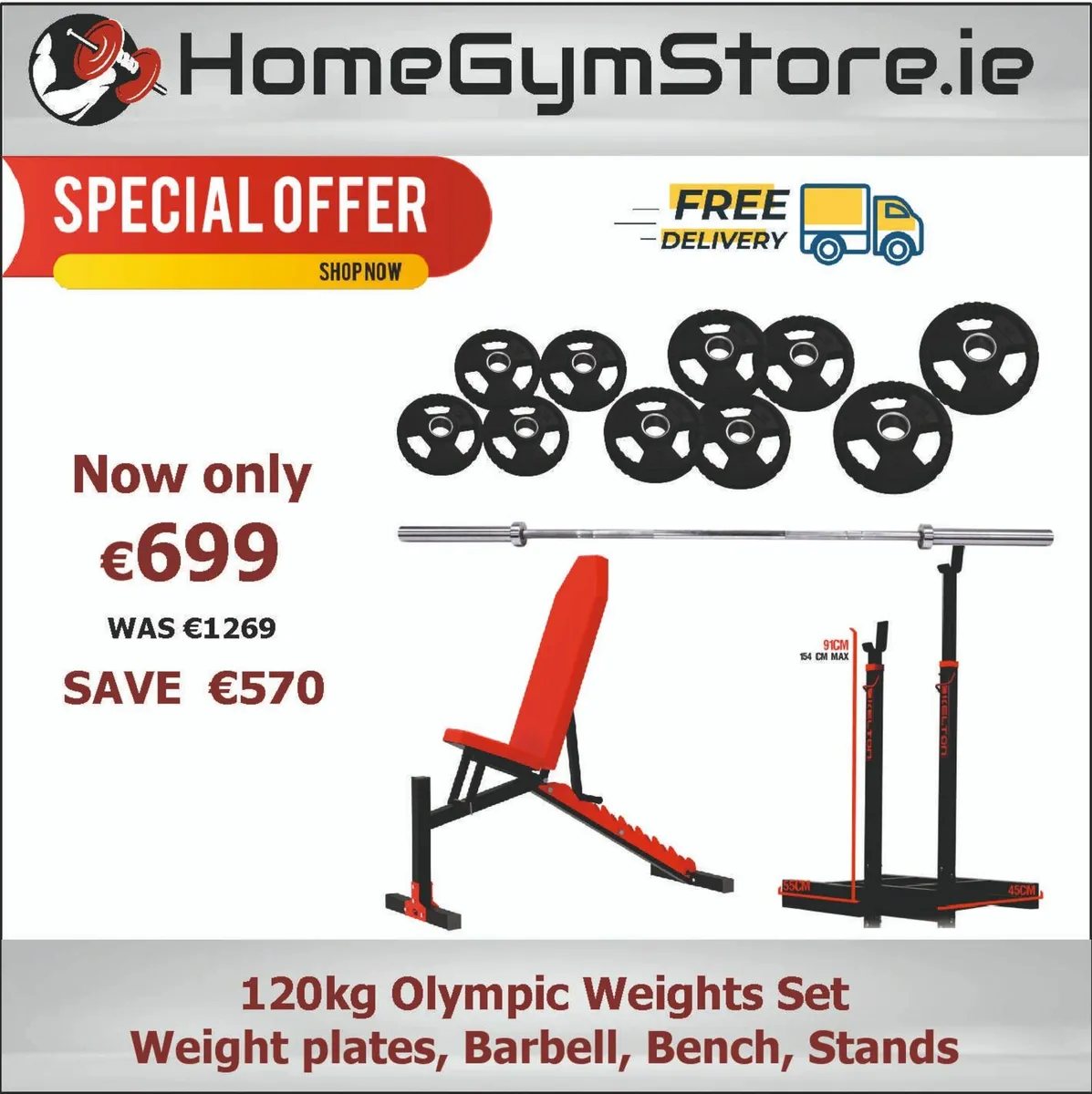 120kg Olympic Weights Set gym equipment for sale in Co. Kerry for