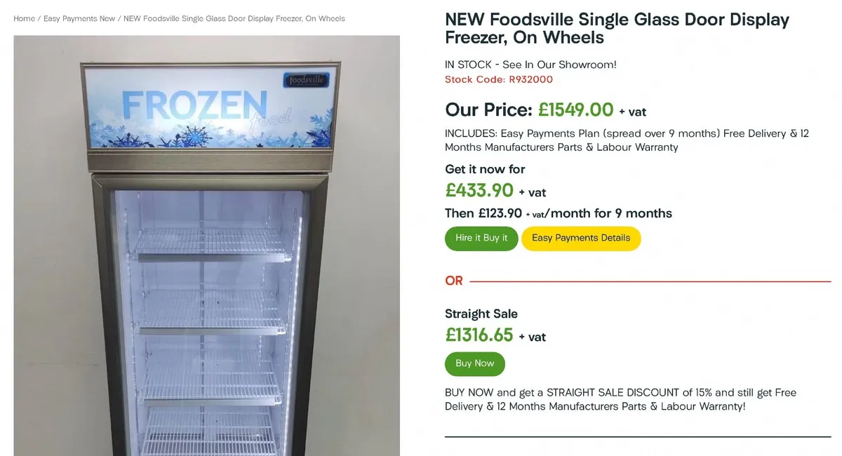 NEW Display Freezer with 9 month PAY PLAN - Image 1