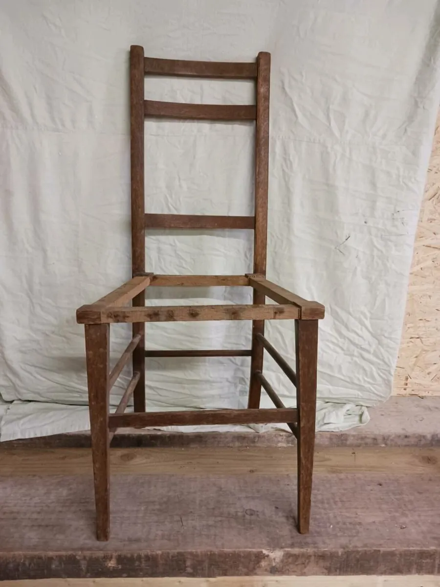 Antique chair and footstool needing TLC - Image 1