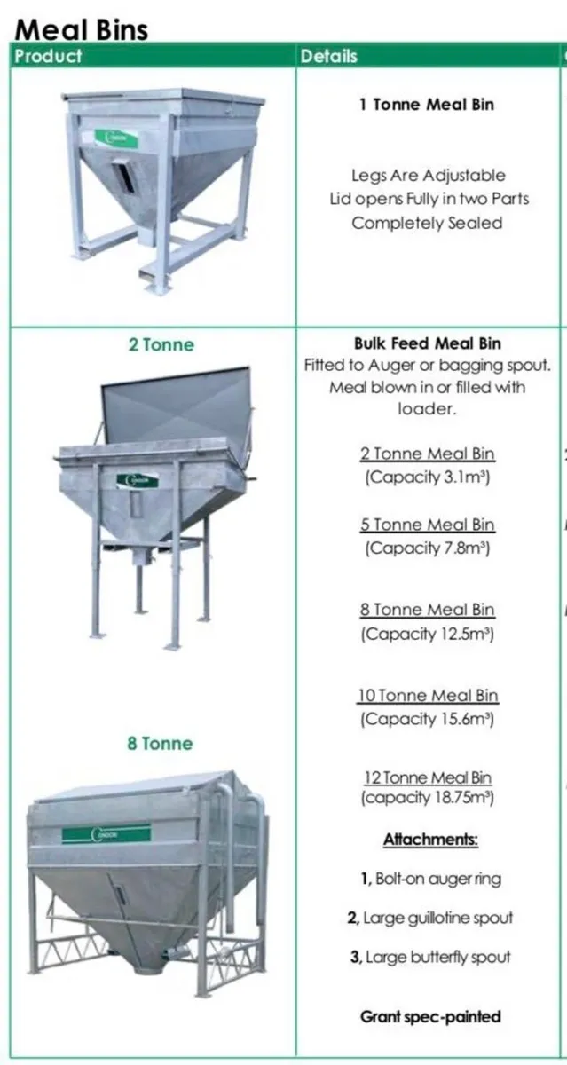 Meal bins available in a range of sizes