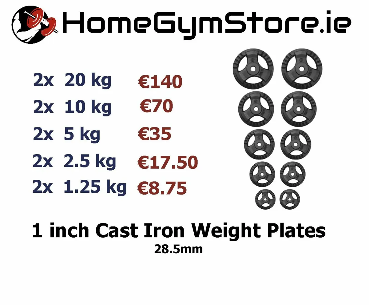 Gym 1 inch Cast Iron Weight Plates  28.5mm