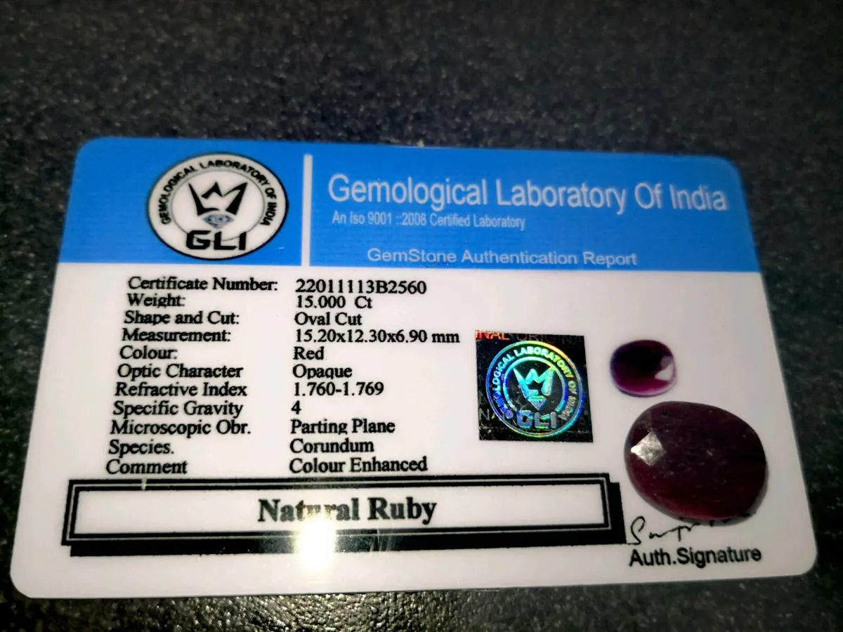 Red Ruby 15ct with certificate - Image 3