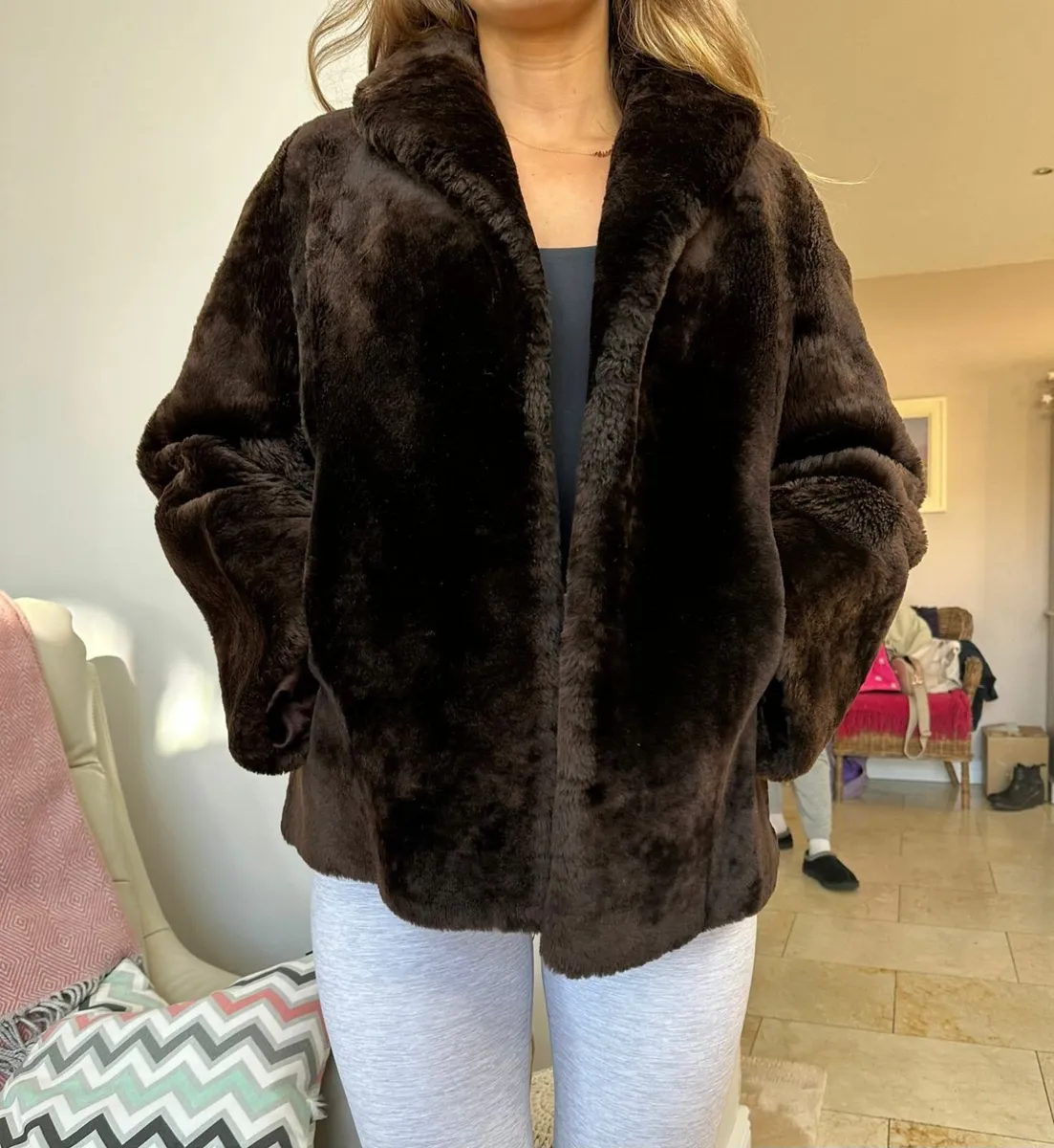 Gap black fur vest sales