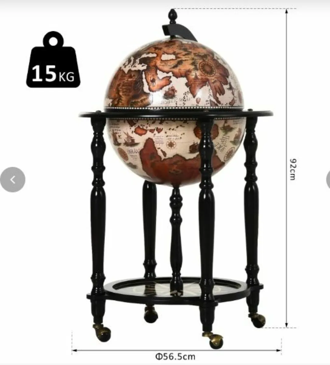 DRINKS TROLLEY GLOBE - Image 2