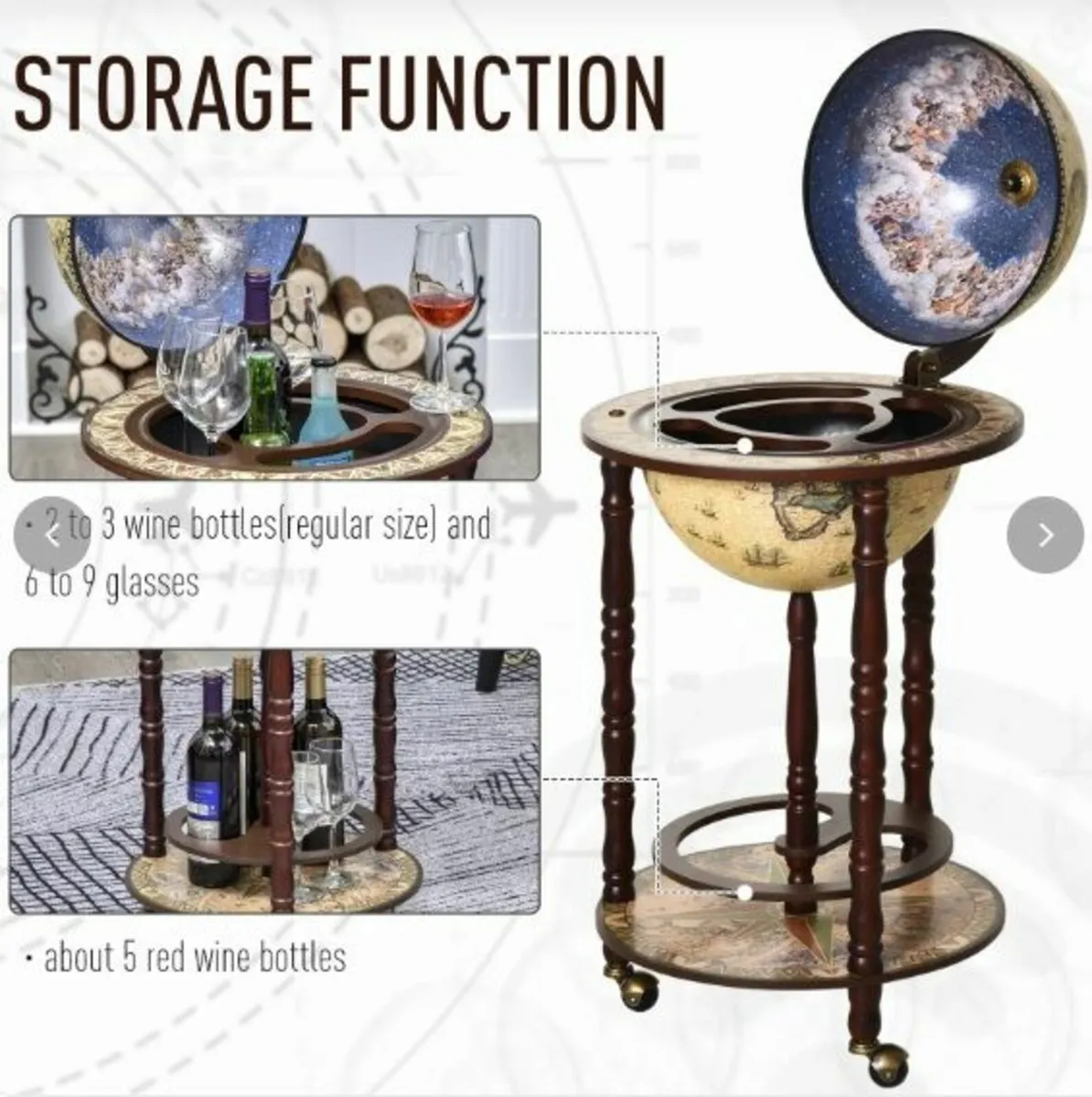 DRINKS TROLLEY GLOBE - Image 3