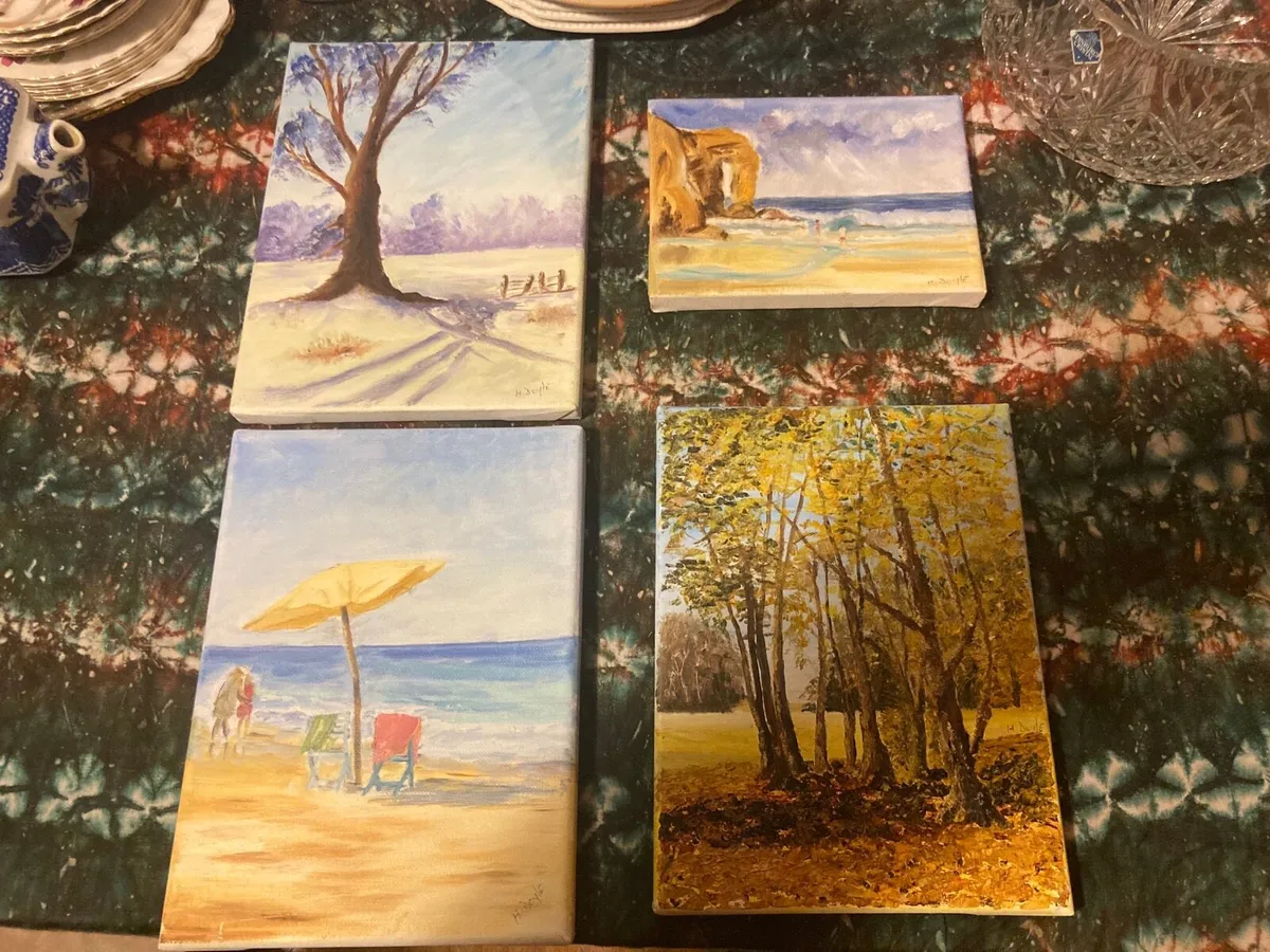 Aryclic paintings of the seasons signed