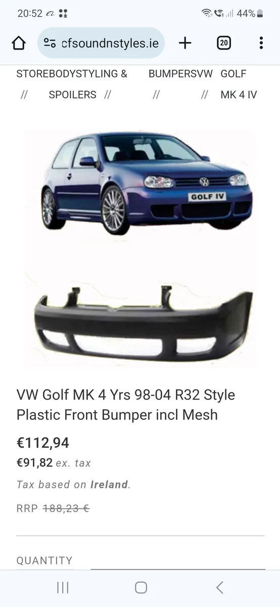 VW Golf MK 4 R32 Front Bumpers