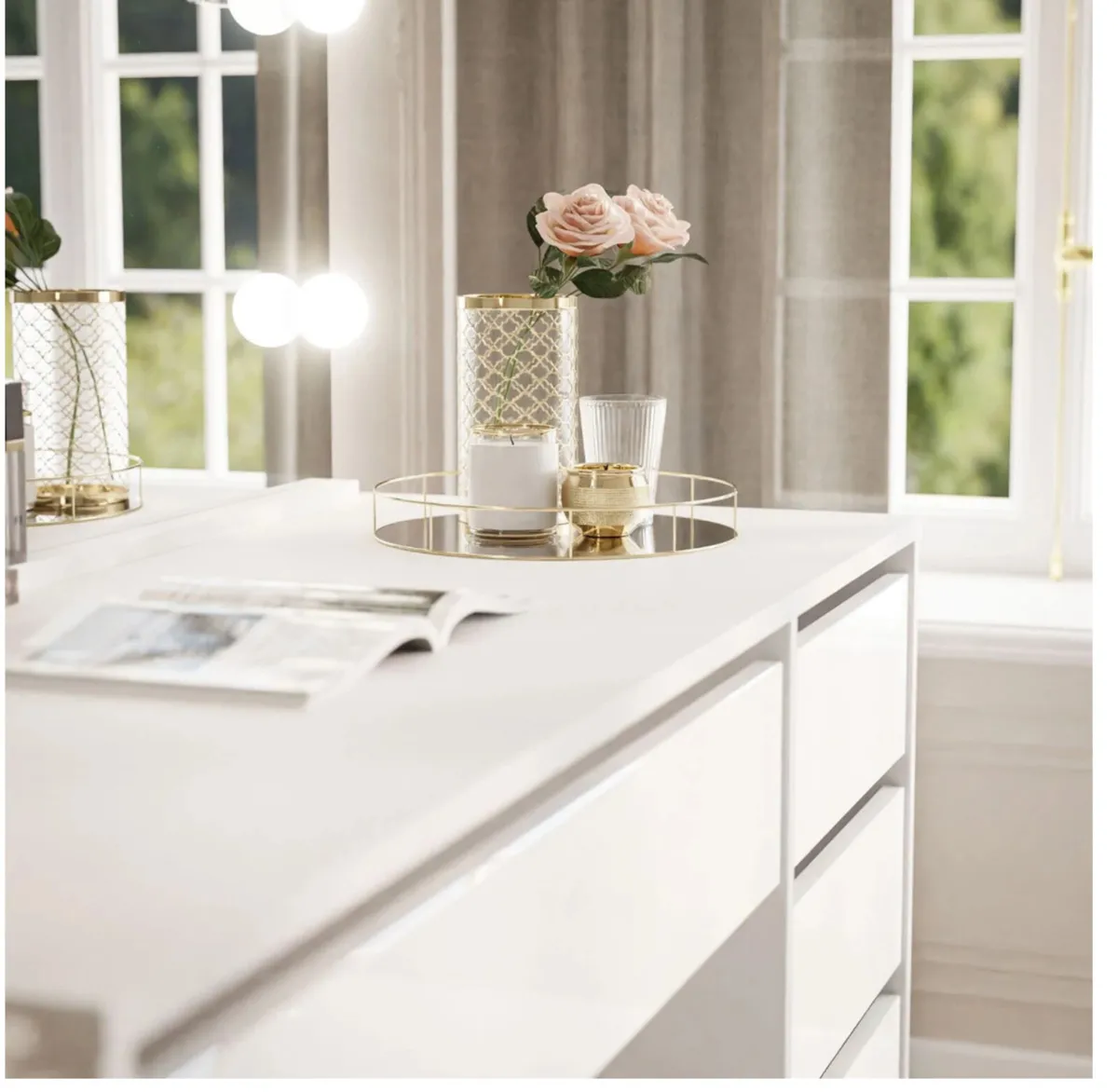 Glamour Vanity Table with Hollywood Mirror LED - Image 2