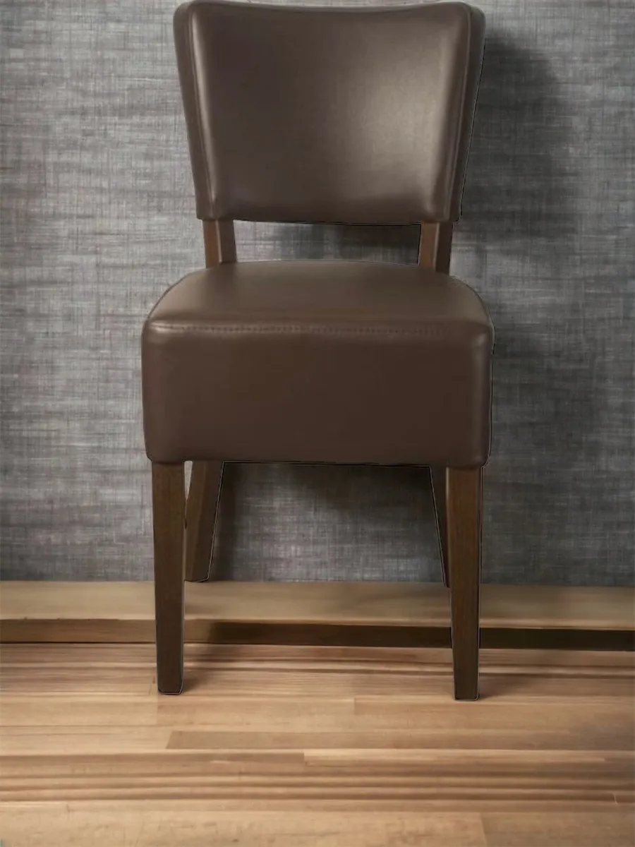 NEW - Dining Leather Chair - Brown Faux