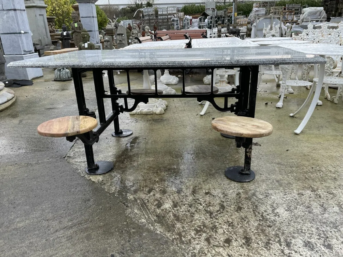 4 Seater Garden Table with Granite Top - Image 1