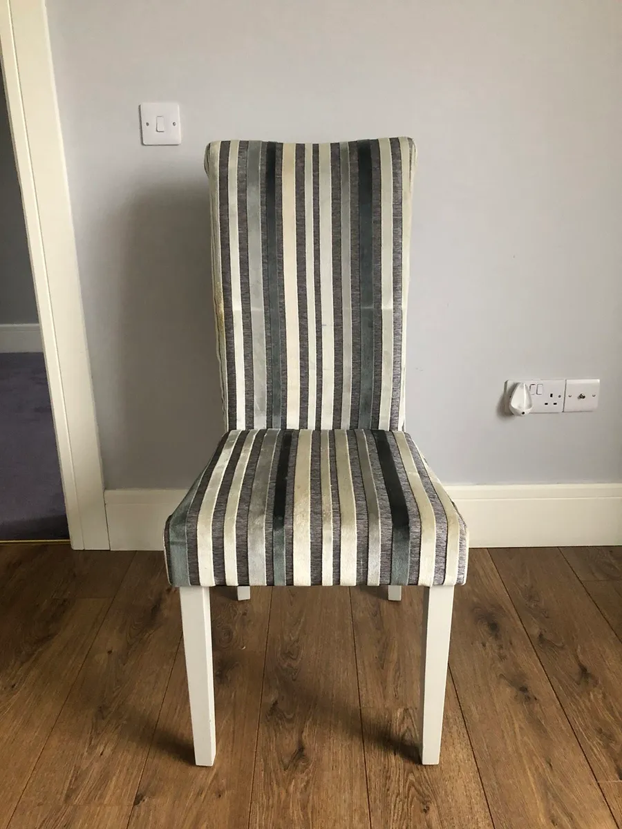 Grey striped dining deals chairs