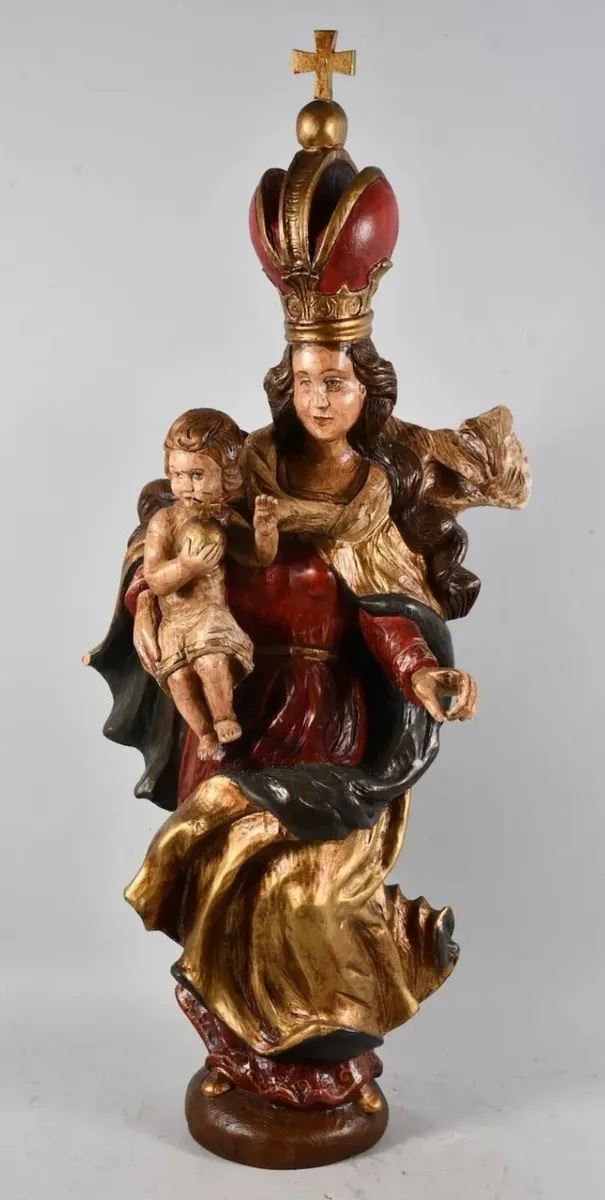 18th century wooden hand carved Madonna statue