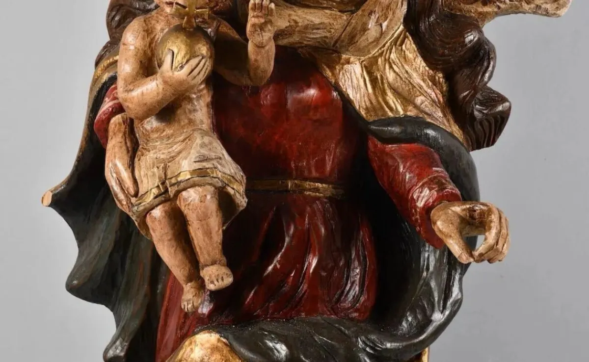 Large 18th century wooden hand carved Madonna - Image 4