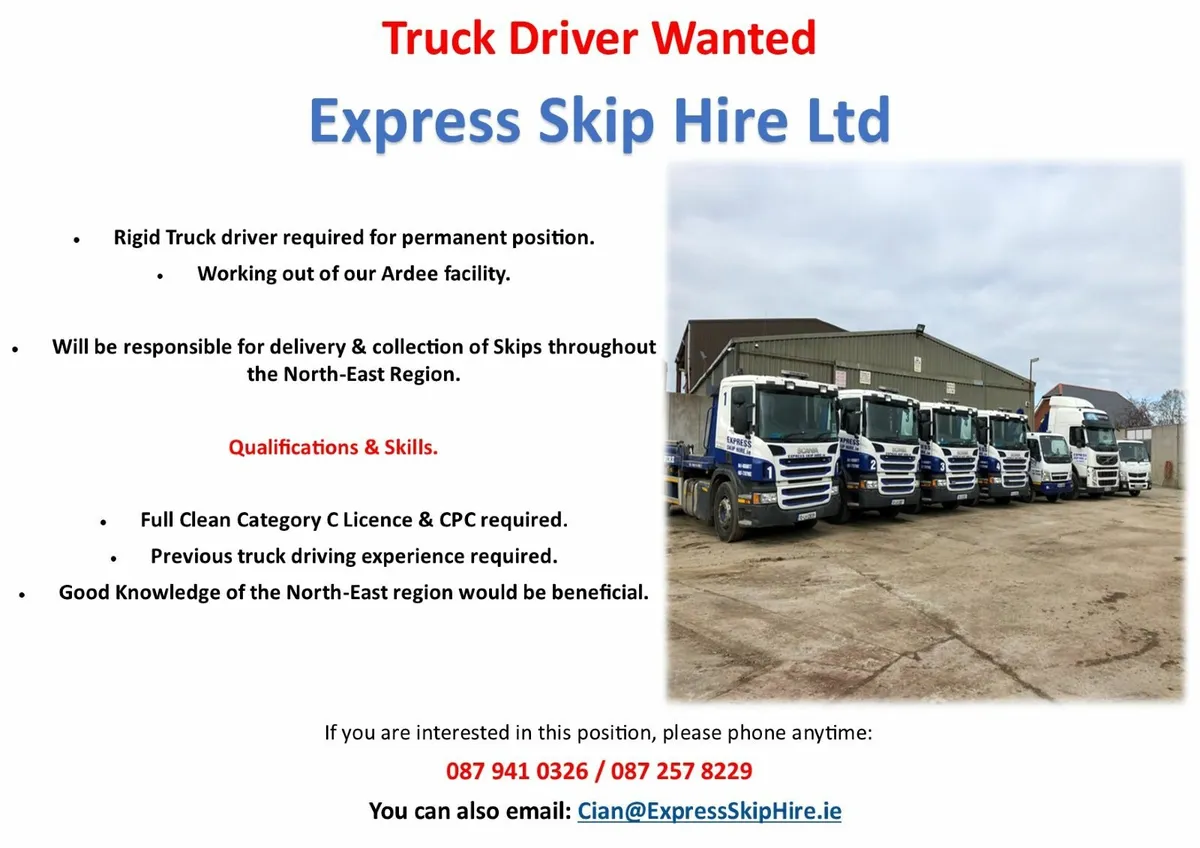 Skip Truck Driver Wanted. Top Rates