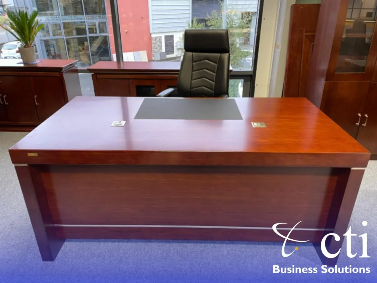Executive Walnut Veneer Desks Incl. Pedestals- New - Image 1