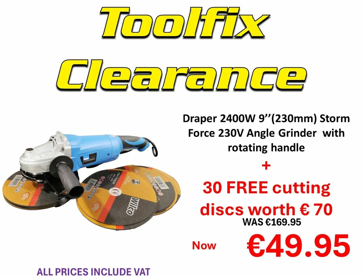 Draper 9inch Angle grinder 30 FREE discs for sale in Co. Louth