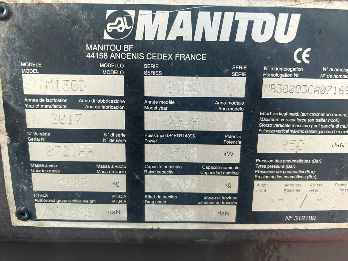 2018 manitou 3 ton forklift - Image 4