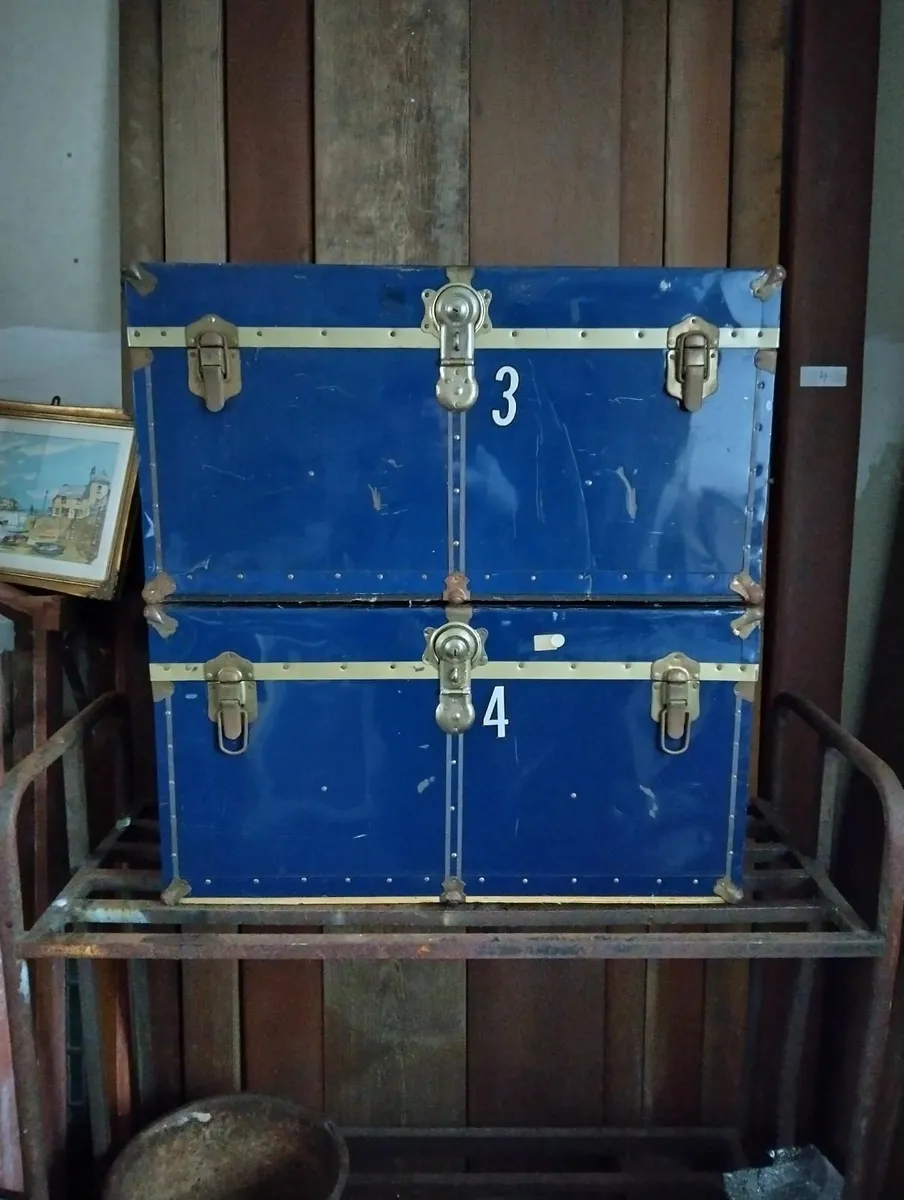 Pair of Vintage Union Travel Trunk Chests - Image 1