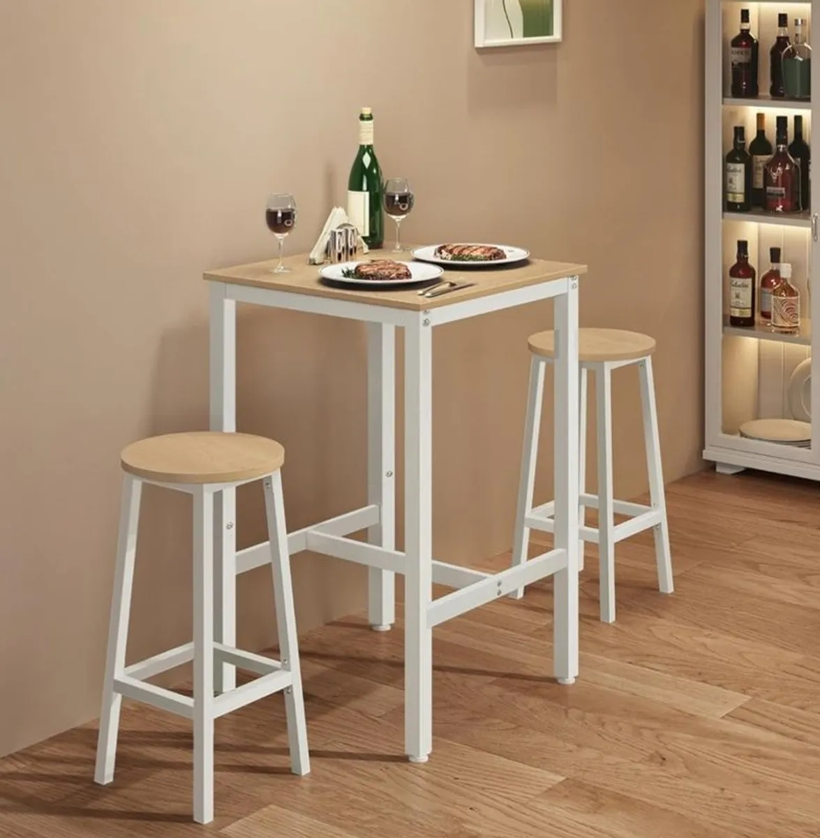 Bar Table with 2 Bar Stools Set - Image 1