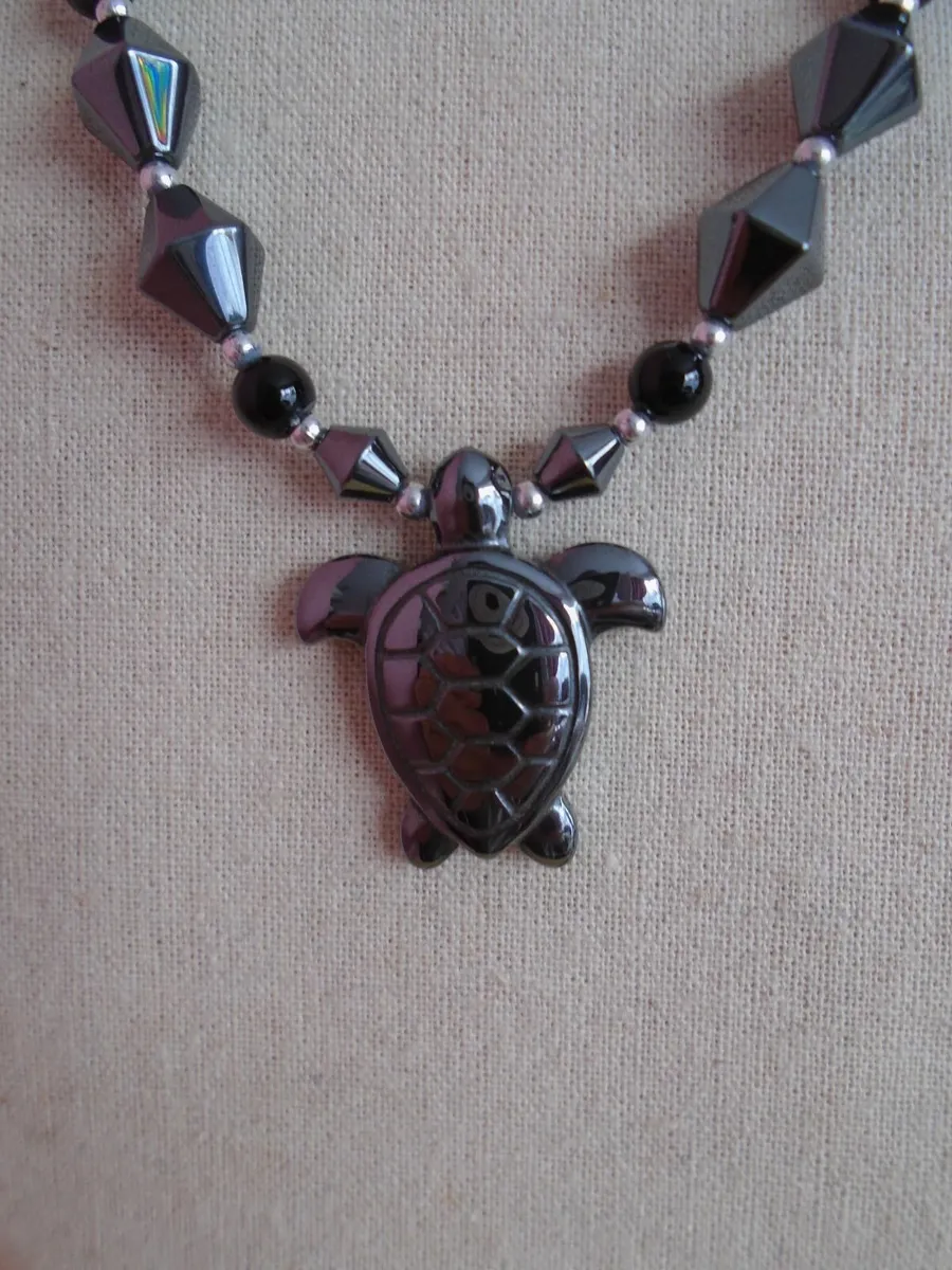 Hematite on sale turtle necklace