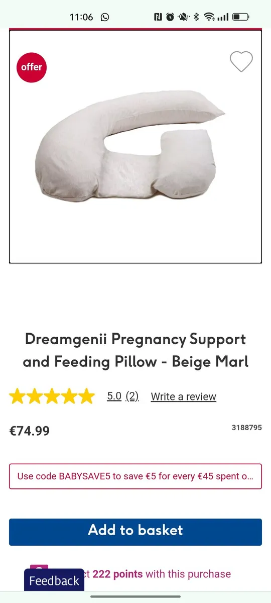*NEW Dreamgenii pregnancy support/feeding pillow - Image 3