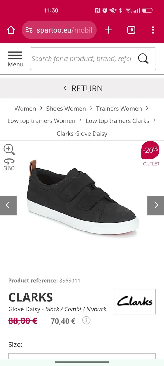 Clarks ladies black size 8