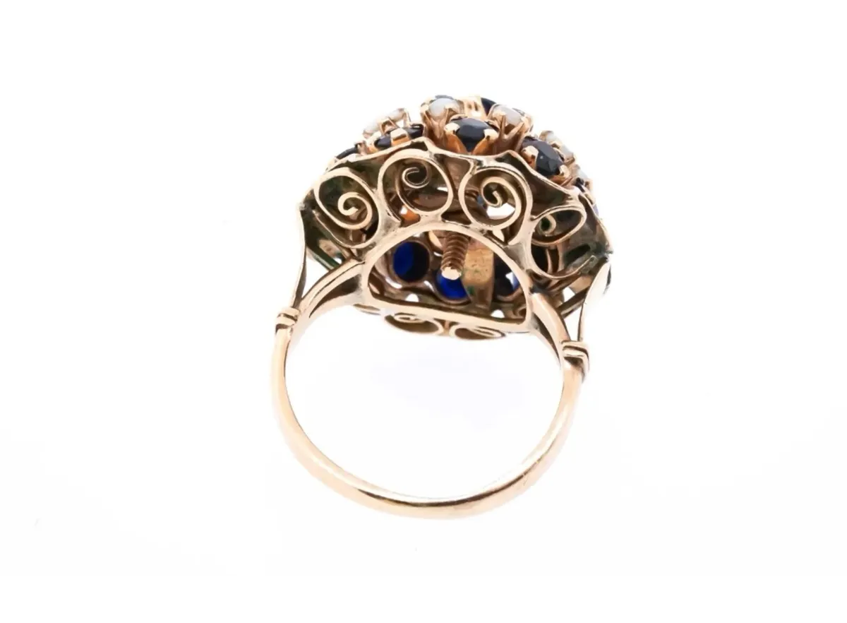 Wow 18k gold Opal and Sapphire Thai Princess ring - Image 4