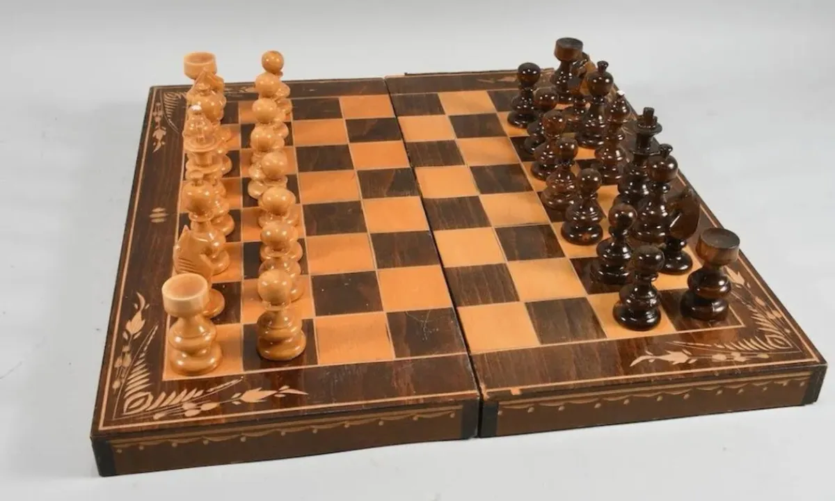 Antique Hand carved large chess set - Image 1