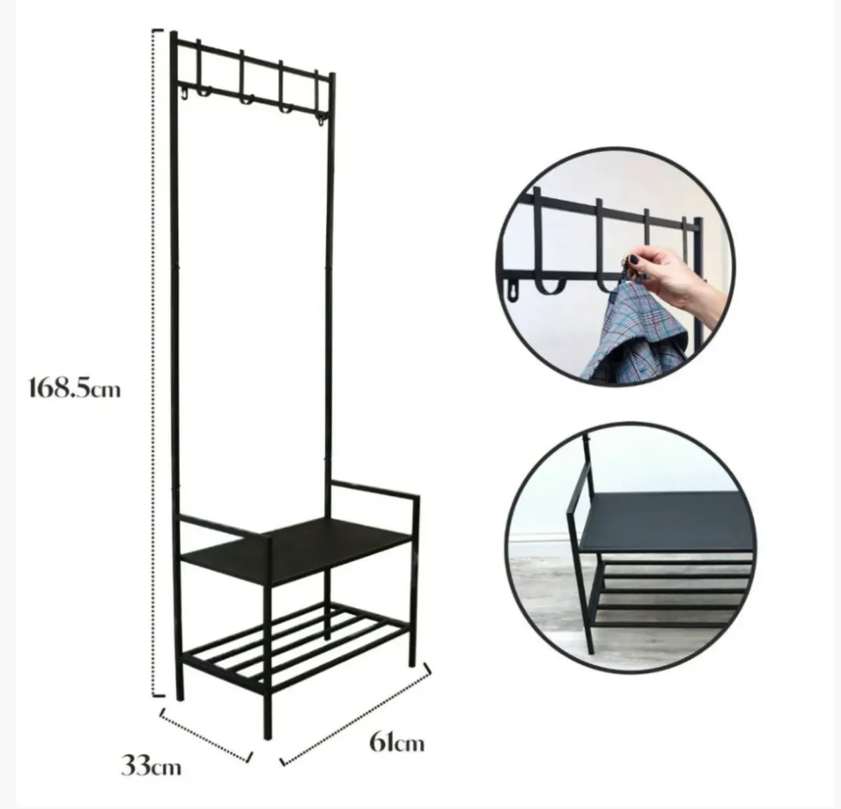 Coat Rack Hall Clothes Rail & Shoe Rack NEW - Image 3