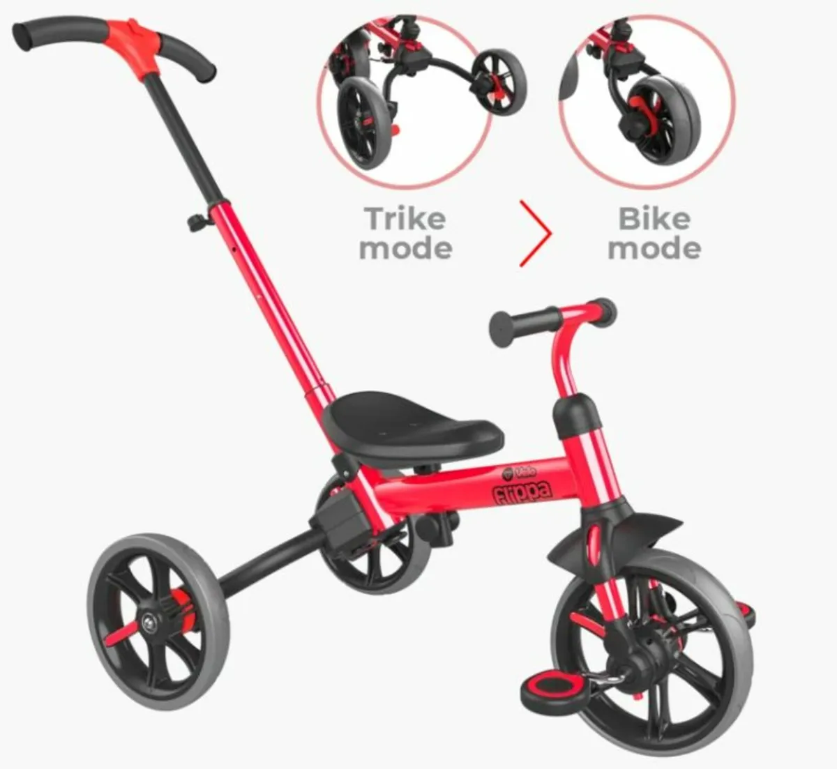 YVolution Yvelo Flippa 2020 Red Balance Bike - Image 4