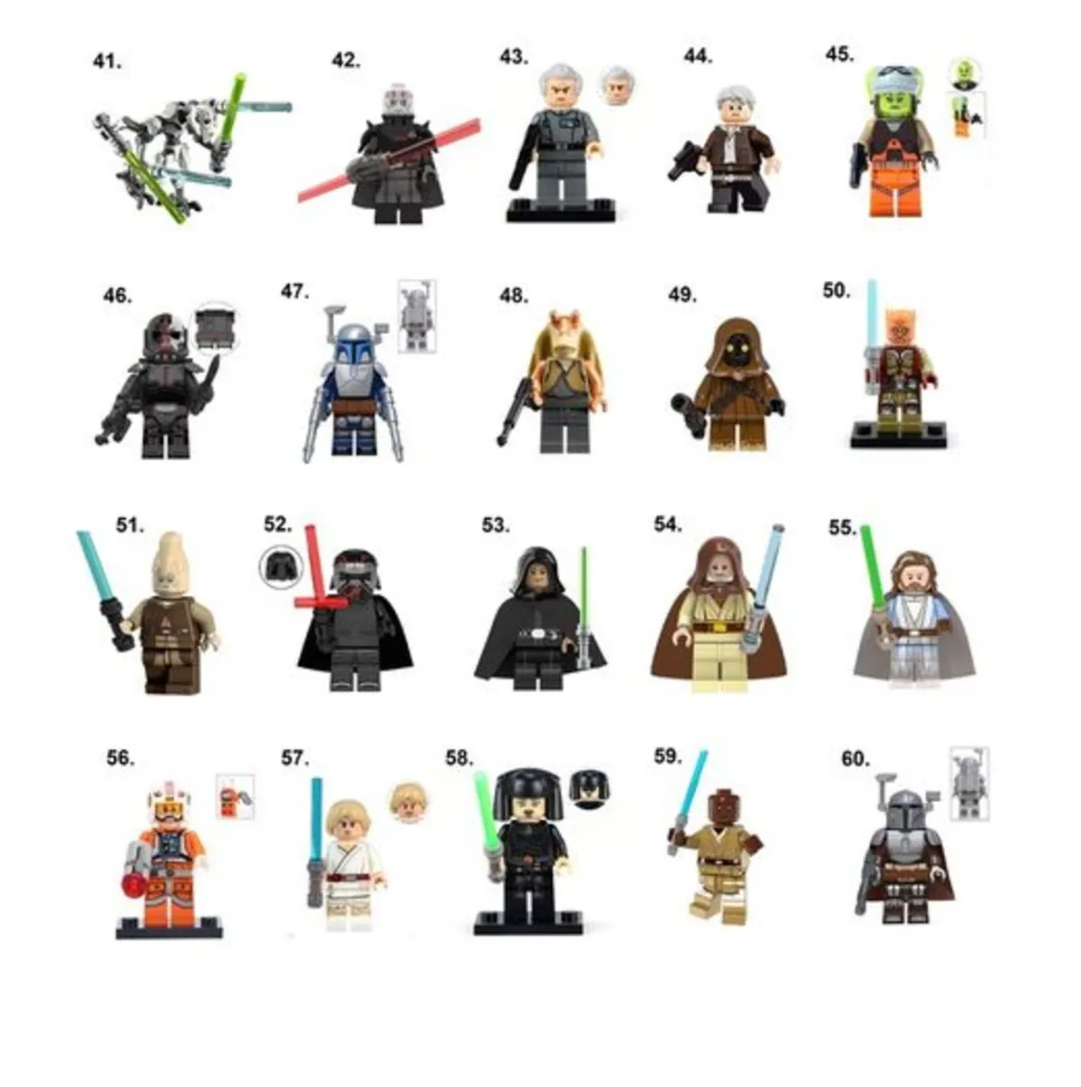 Star wars lego online minifigures list