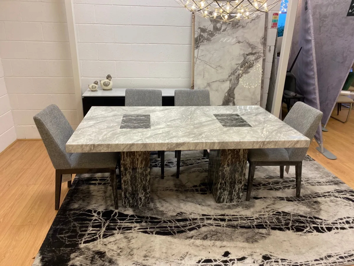 Ex display Marble Dining table and chairs - Image 1