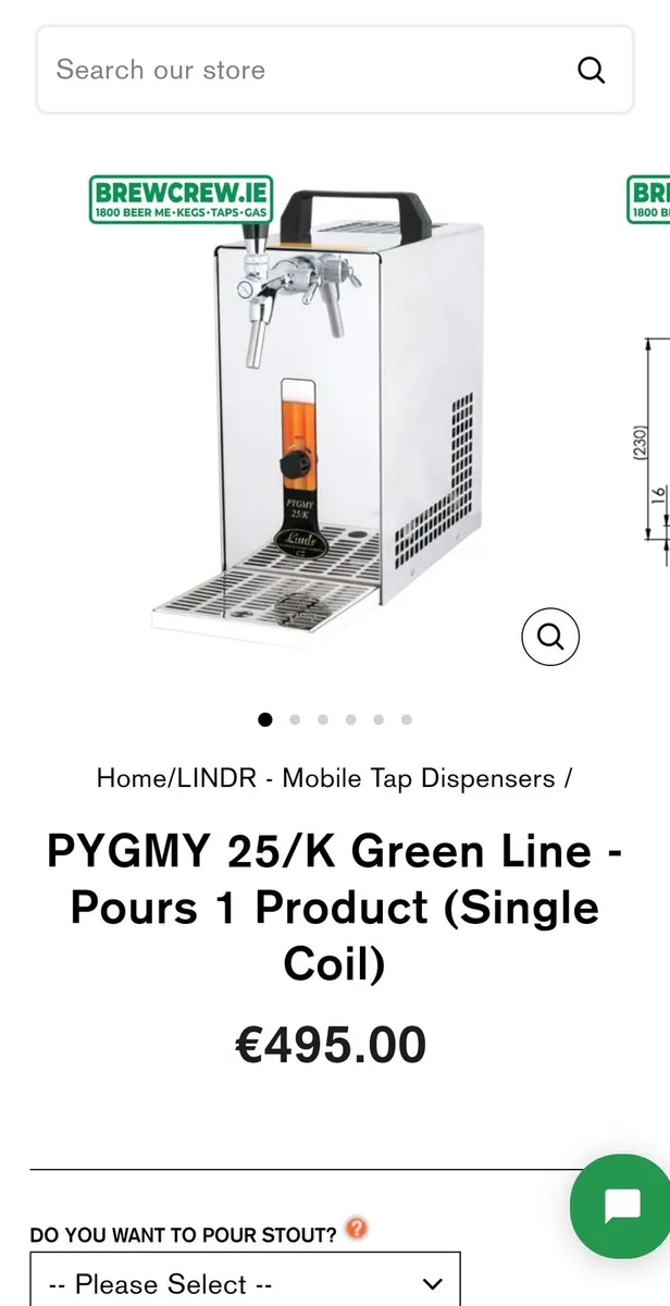 Lindr pygmy 25/k beer cooler and dispenser