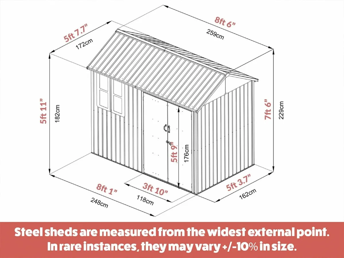 Steel Cottage Shed (8x6) - Image 3