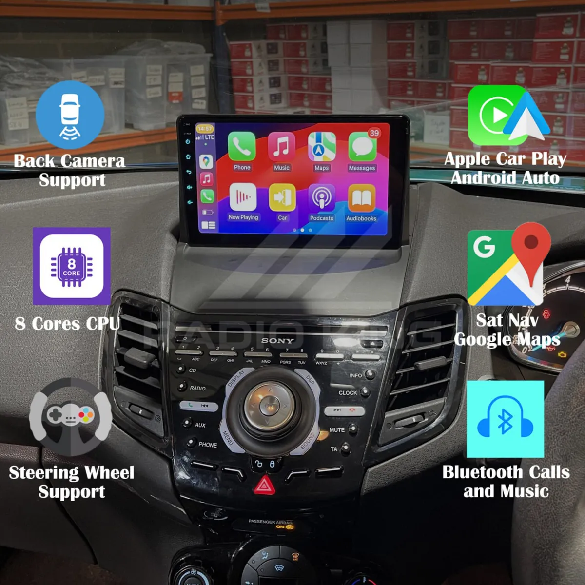 PREMIUM CARPLAY FORD FIESTA ANDROID AUTO RADIO - Image 1