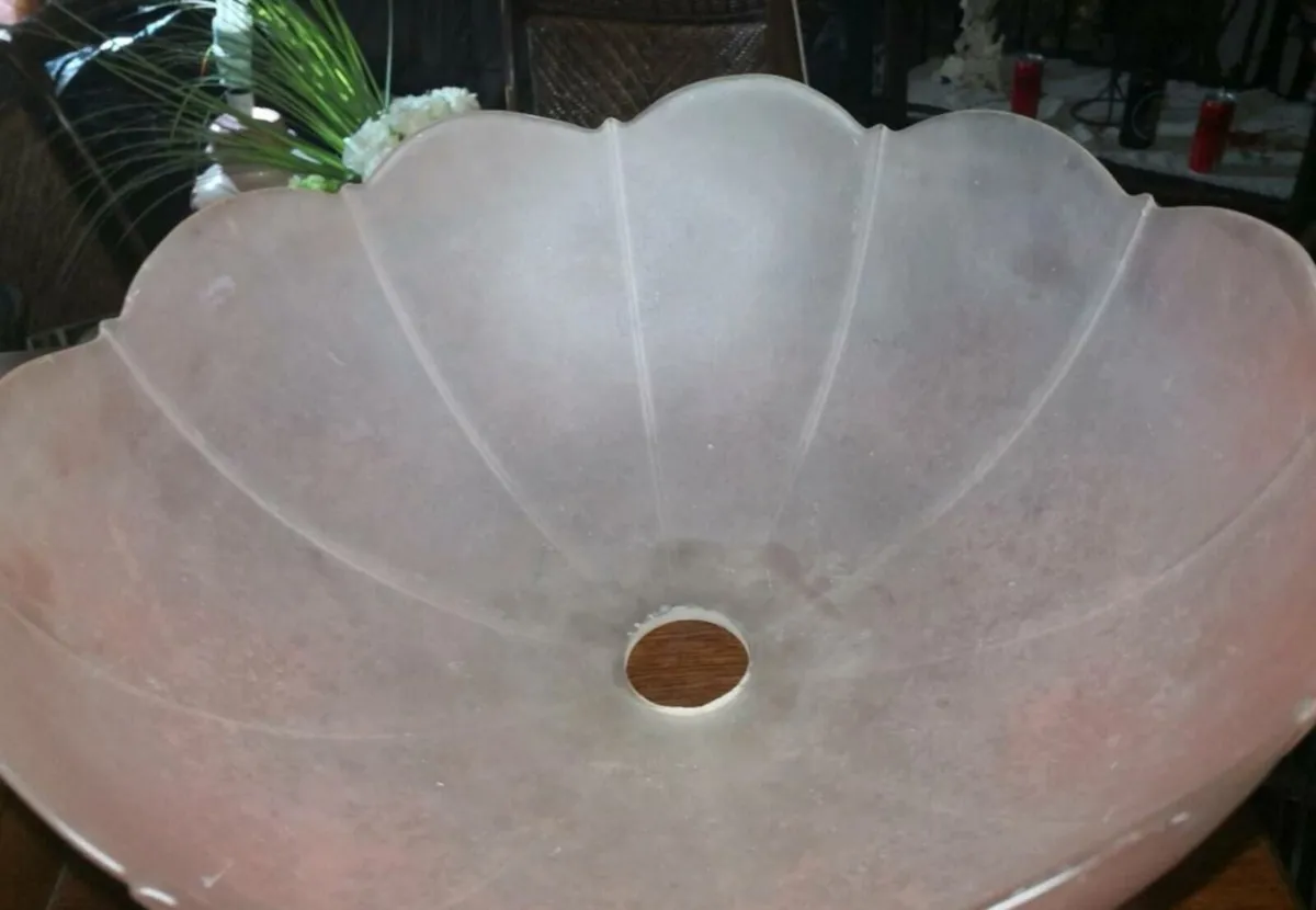 Pink frosted large glass lampshade - Image 3