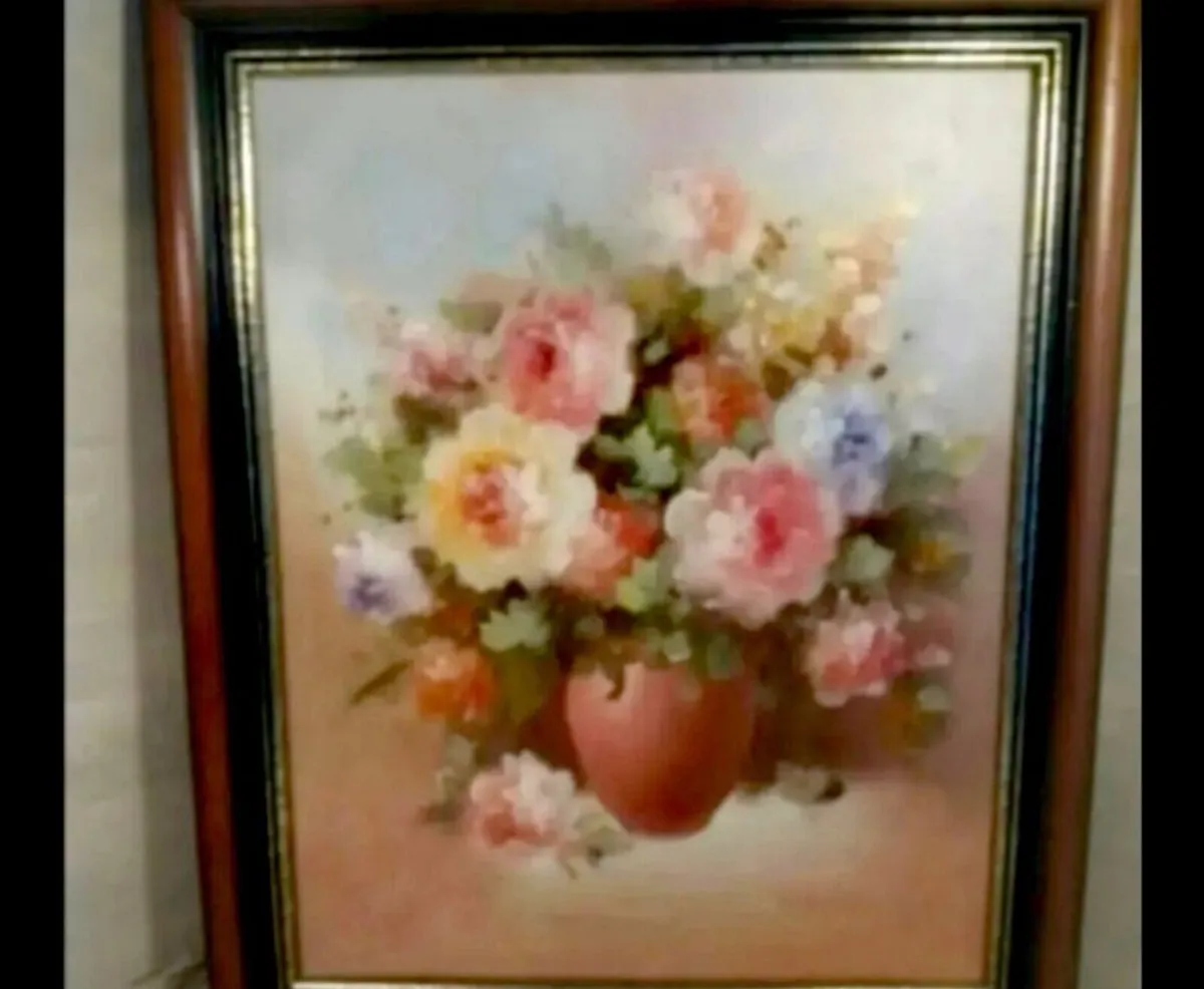 Nancy Lee-Roses oil painting on canvas - Image 1