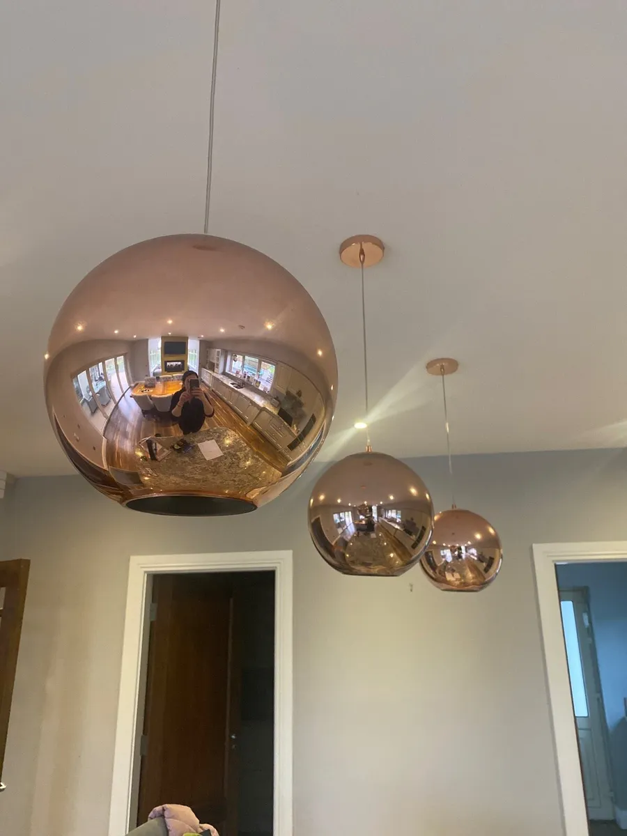 Copper pendant lights x3