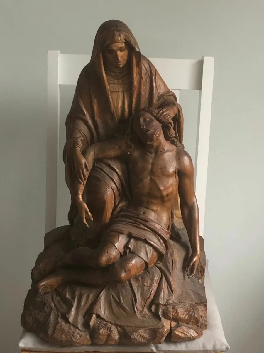 Hand Carved Wooden Statue - Image 1