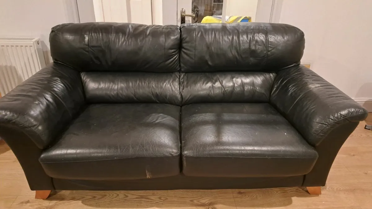 Black leather sofas