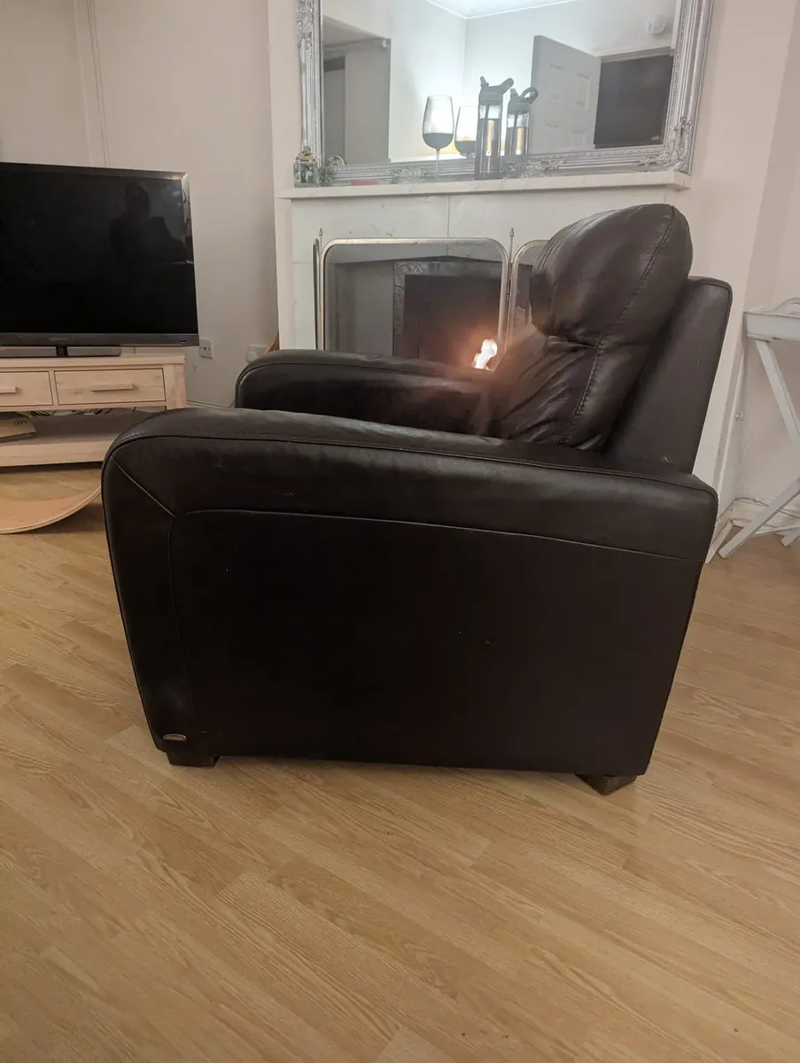 Reclining real leather armchair