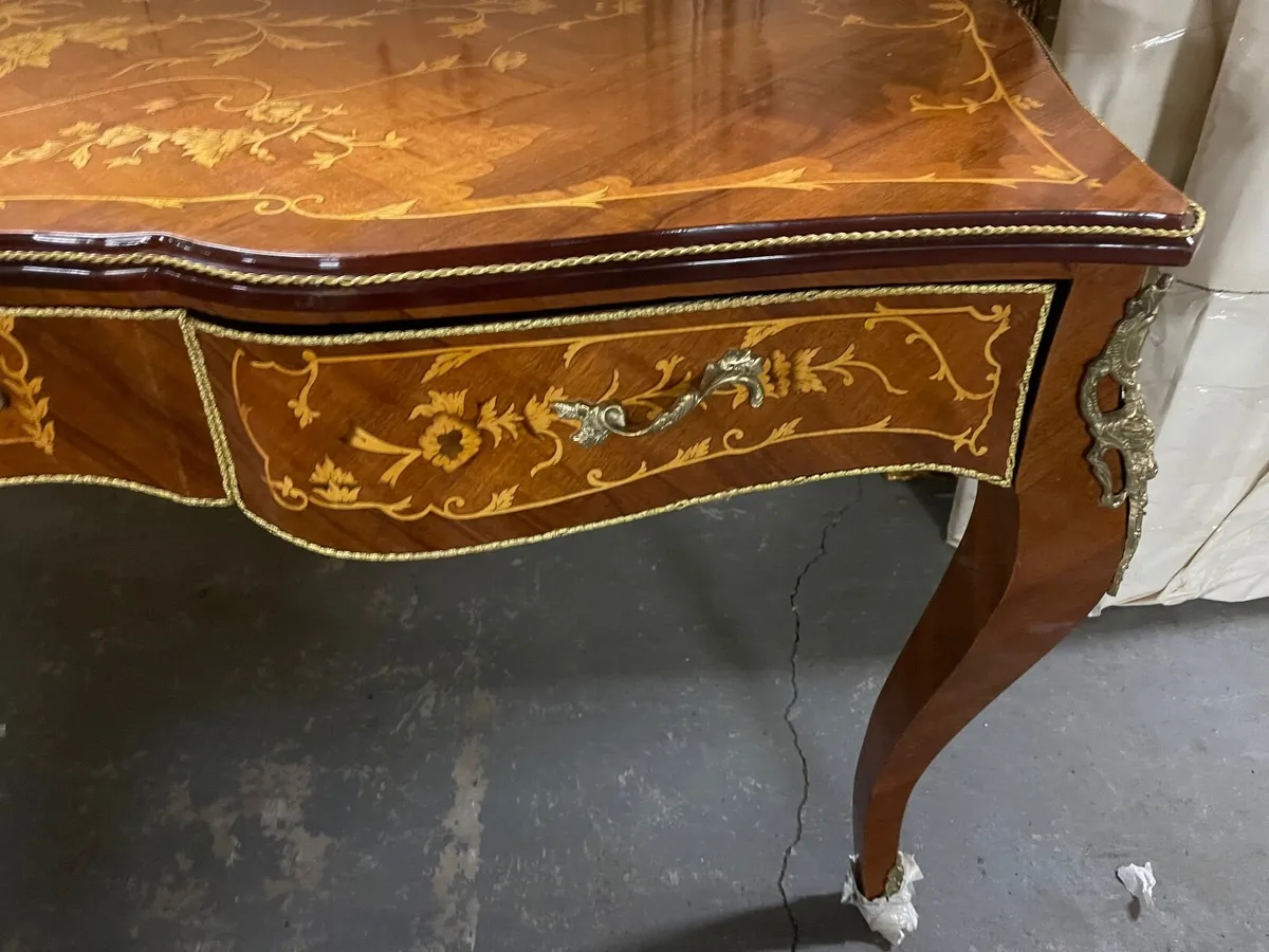 Very large inlaid handmade desk - Image 4