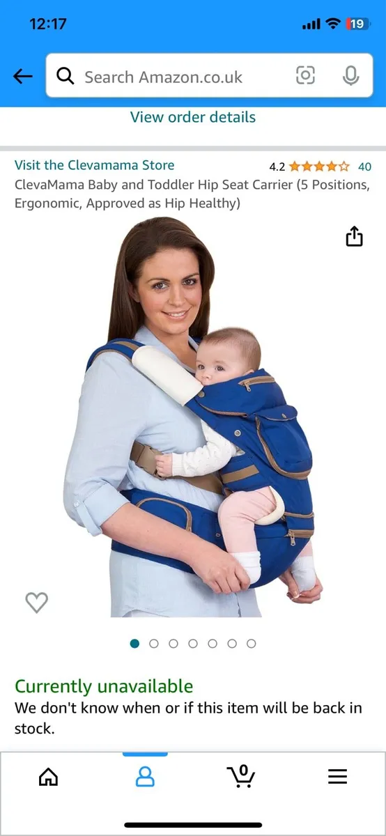 Clevamama ergonomic baby store & hip carrier