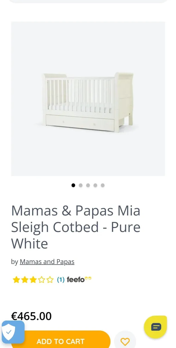 Mamas & Papas Sleigh Cot Bed with Mattress - Image 1